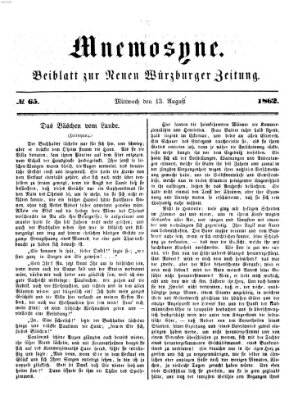 Mnemosyne (Neue Würzburger Zeitung) Mittwoch 13. August 1862