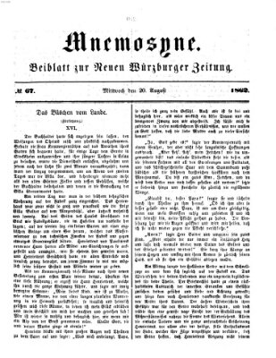 Mnemosyne (Neue Würzburger Zeitung) Mittwoch 20. August 1862