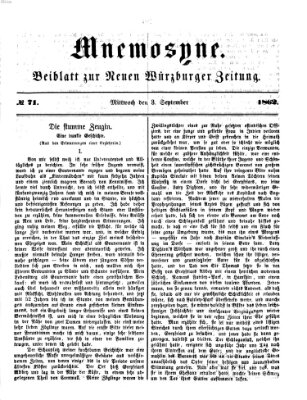 Mnemosyne (Neue Würzburger Zeitung) Mittwoch 3. September 1862