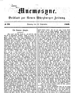 Mnemosyne (Neue Würzburger Zeitung) Sonntag 14. September 1862