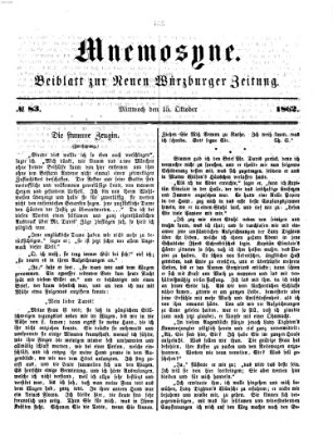 Mnemosyne (Neue Würzburger Zeitung) Mittwoch 15. Oktober 1862