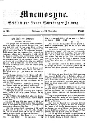 Mnemosyne (Neue Würzburger Zeitung) Mittwoch 26. November 1862