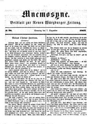 Mnemosyne (Neue Würzburger Zeitung) Sonntag 7. Dezember 1862