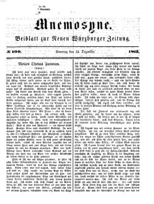 Mnemosyne (Neue Würzburger Zeitung) Sonntag 14. Dezember 1862