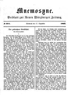 Mnemosyne (Neue Würzburger Zeitung) Mittwoch 17. Dezember 1862