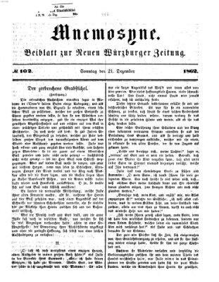 Mnemosyne (Neue Würzburger Zeitung) Sonntag 21. Dezember 1862