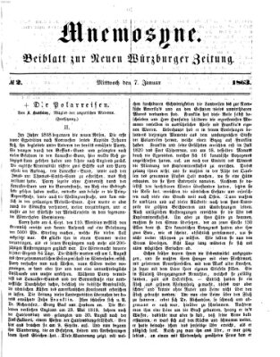 Mnemosyne (Neue Würzburger Zeitung) Mittwoch 7. Januar 1863