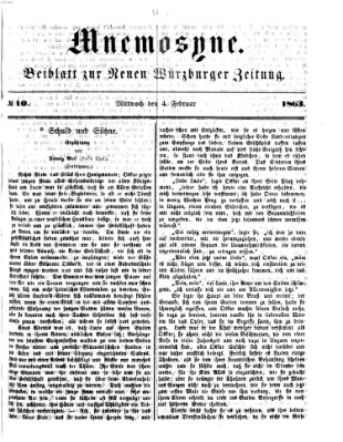 Mnemosyne (Neue Würzburger Zeitung) Mittwoch 4. Februar 1863