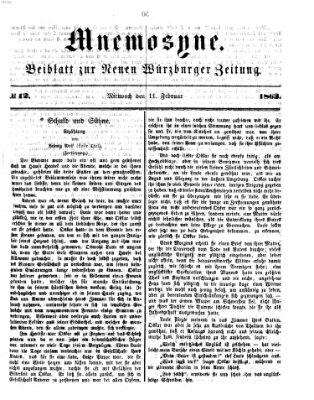 Mnemosyne (Neue Würzburger Zeitung) Mittwoch 11. Februar 1863