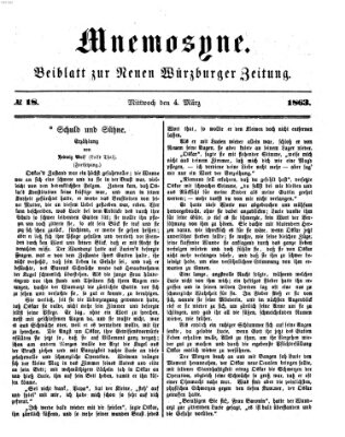 Mnemosyne (Neue Würzburger Zeitung) Mittwoch 4. März 1863