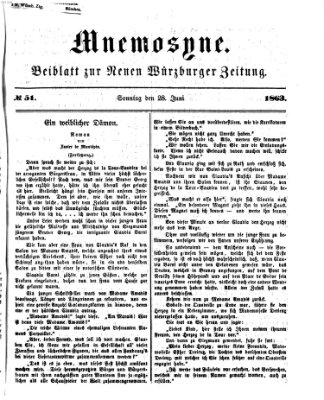 Mnemosyne (Neue Würzburger Zeitung) Sonntag 28. Juni 1863