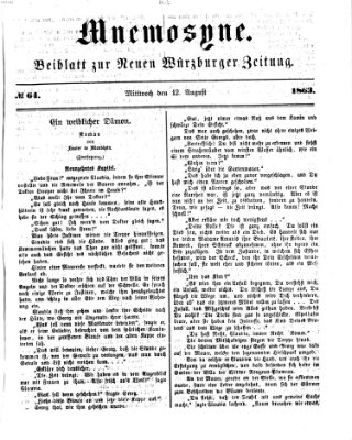 Mnemosyne (Neue Würzburger Zeitung) Mittwoch 12. August 1863