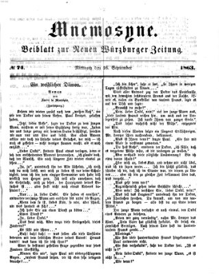 Mnemosyne (Neue Würzburger Zeitung) Mittwoch 16. September 1863