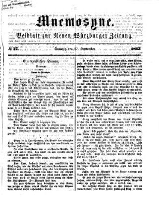 Mnemosyne (Neue Würzburger Zeitung) Sonntag 27. September 1863