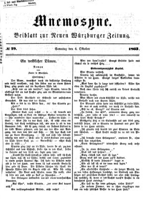 Mnemosyne (Neue Würzburger Zeitung) Sonntag 4. Oktober 1863