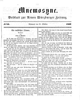 Mnemosyne (Neue Würzburger Zeitung) Mittwoch 21. Oktober 1863