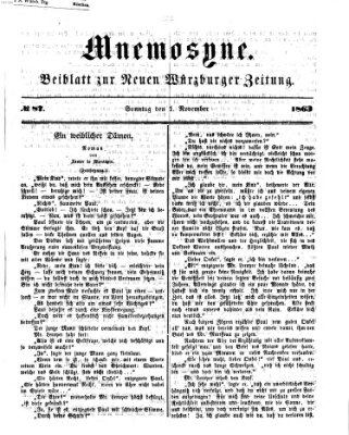 Mnemosyne (Neue Würzburger Zeitung) Sonntag 1. November 1863