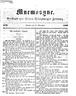 Mnemosyne (Neue Würzburger Zeitung) Sonntag 15. November 1863