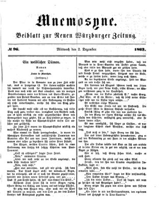 Mnemosyne (Neue Würzburger Zeitung) Mittwoch 2. Dezember 1863