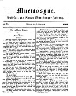 Mnemosyne (Neue Würzburger Zeitung) Mittwoch 9. Dezember 1863