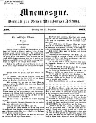 Mnemosyne (Neue Würzburger Zeitung) Sonntag 13. Dezember 1863