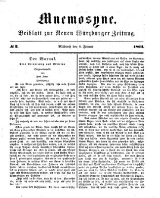 Mnemosyne (Neue Würzburger Zeitung) Mittwoch 6. Januar 1864