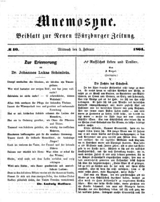 Mnemosyne (Neue Würzburger Zeitung) Mittwoch 3. Februar 1864