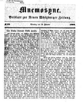 Mnemosyne (Neue Würzburger Zeitung) Sonntag 14. Februar 1864