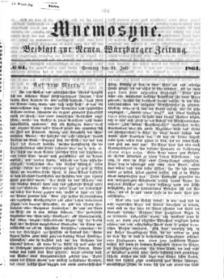 Mnemosyne (Neue Würzburger Zeitung) Sonntag 31. Juli 1864