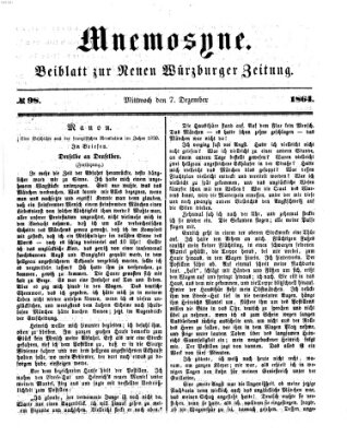 Mnemosyne (Neue Würzburger Zeitung) Mittwoch 7. Dezember 1864