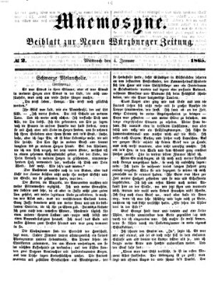 Mnemosyne (Neue Würzburger Zeitung) Mittwoch 4. Januar 1865