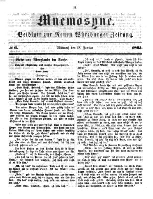 Mnemosyne (Neue Würzburger Zeitung) Mittwoch 18. Januar 1865