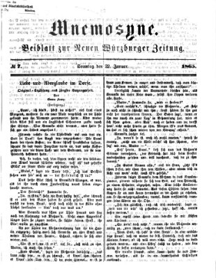 Mnemosyne (Neue Würzburger Zeitung) Sonntag 22. Januar 1865