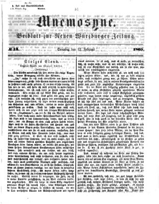 Mnemosyne (Neue Würzburger Zeitung) Sonntag 12. Februar 1865