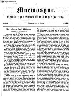 Mnemosyne (Neue Würzburger Zeitung) Sonntag 5. März 1865