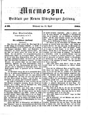 Mnemosyne (Neue Würzburger Zeitung) Mittwoch 19. April 1865