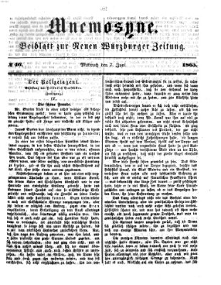 Mnemosyne (Neue Würzburger Zeitung) Mittwoch 7. Juni 1865