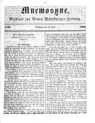 Mnemosyne (Neue Würzburger Zeitung) Mittwoch 14. Juni 1865