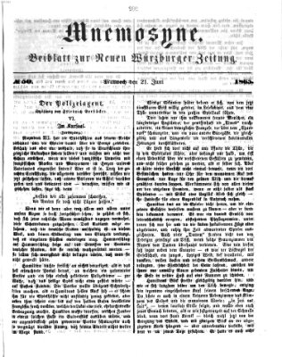 Mnemosyne (Neue Würzburger Zeitung) Mittwoch 21. Juni 1865