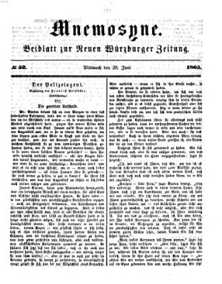 Mnemosyne (Neue Würzburger Zeitung) Mittwoch 28. Juni 1865