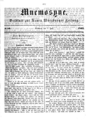 Mnemosyne (Neue Würzburger Zeitung) Mittwoch 5. Juli 1865