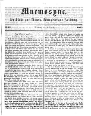 Mnemosyne (Neue Würzburger Zeitung) Mittwoch 9. August 1865