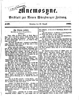 Mnemosyne (Neue Würzburger Zeitung) Sonntag 20. August 1865