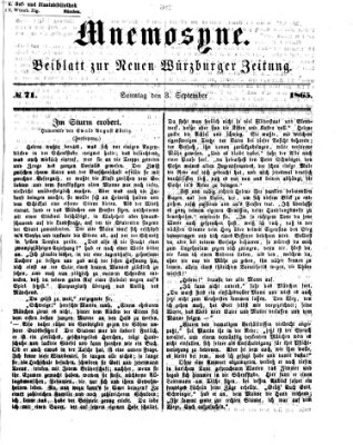 Mnemosyne (Neue Würzburger Zeitung) Sonntag 3. September 1865