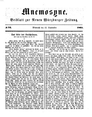 Mnemosyne (Neue Würzburger Zeitung) Mittwoch 13. September 1865