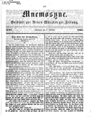 Mnemosyne (Neue Würzburger Zeitung) Sonntag 8. Oktober 1865