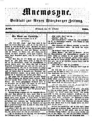 Mnemosyne (Neue Würzburger Zeitung) Mittwoch 18. Oktober 1865