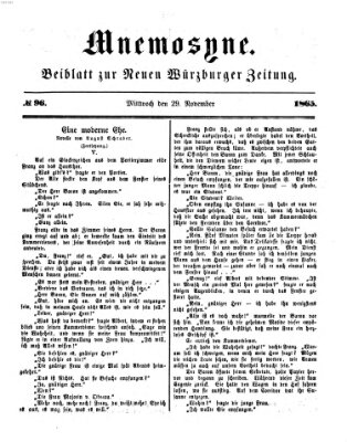 Mnemosyne (Neue Würzburger Zeitung) Mittwoch 29. November 1865