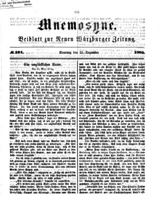 Mnemosyne (Neue Würzburger Zeitung) Sonntag 17. Dezember 1865