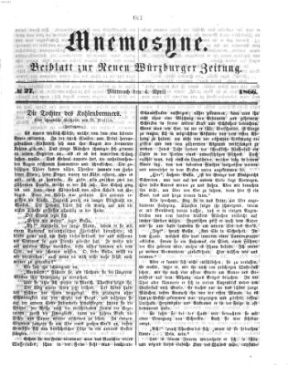 Mnemosyne (Neue Würzburger Zeitung) Mittwoch 4. April 1866